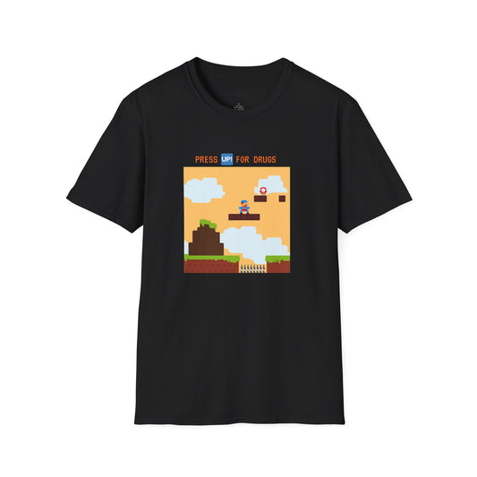 Retro Pixel Game T-Shirt — "Press Up for Brains" Arcade Tee