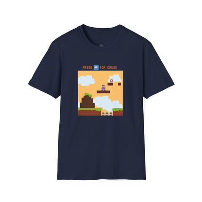 Retro Pixel Game T-Shirt — "Press Up for Brains" Arcade Tee