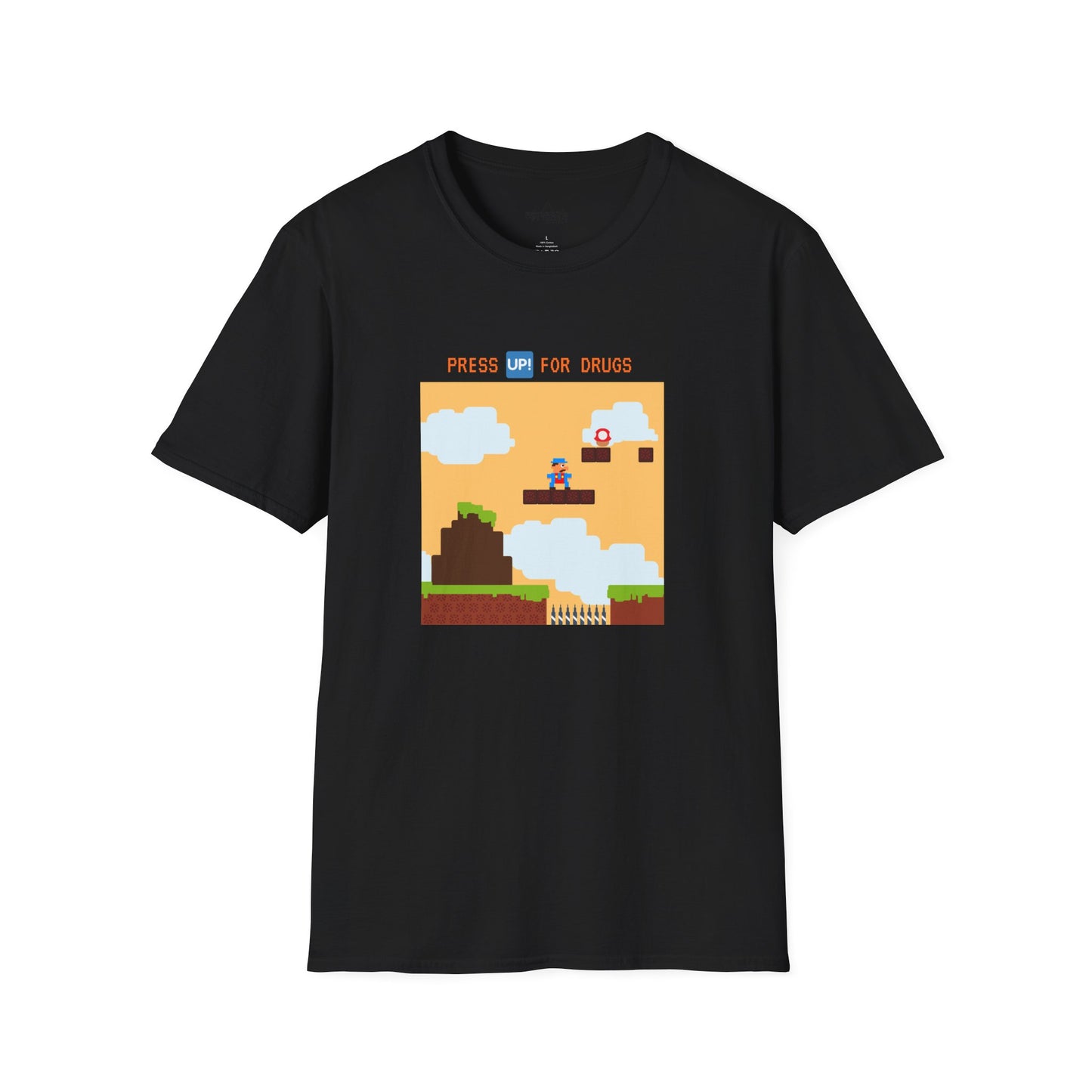 Retro Pixel Game T-Shirt — "Press Up for Brains" Arcade Tee